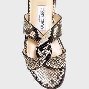 Brand new JIMMY CHOO
Atia Snake-Print Flat Slide Sandals